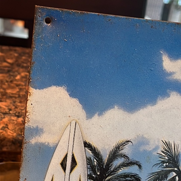 Collectible Tin Sign Scott Westmoreland 16" X 12-1/2" Surfboards Palm Trees - Picture 3 of 12